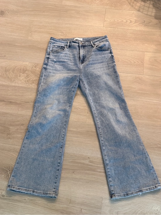 Risen Jeans Denim - High-Rise Light Blue Flare Jeans for Women